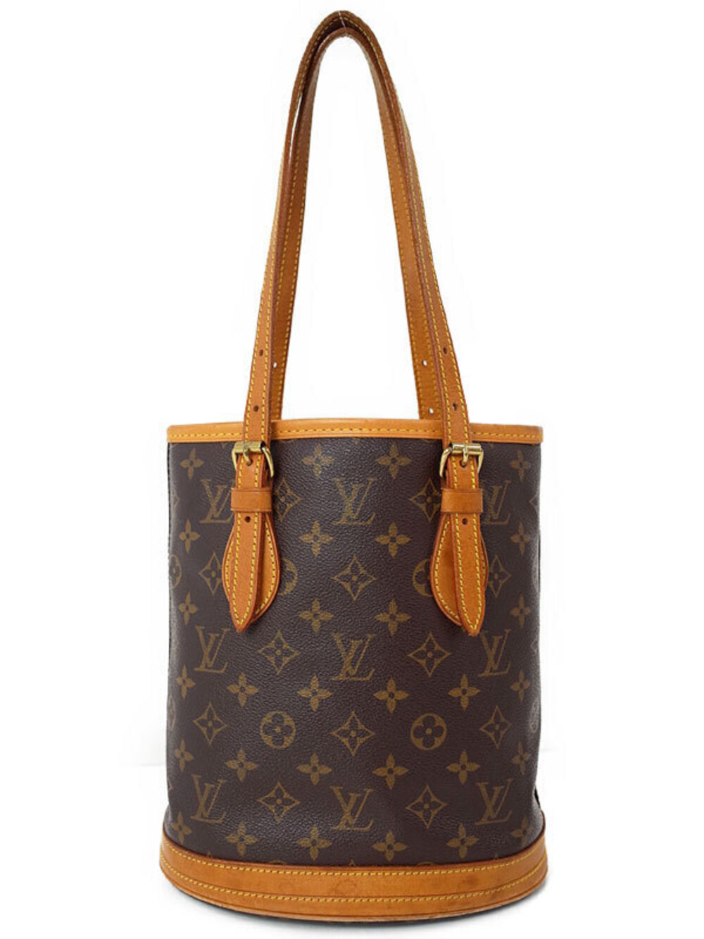 Louis Vuitton Monogram Bucket Shoulder Bag Canvas Leather Brown